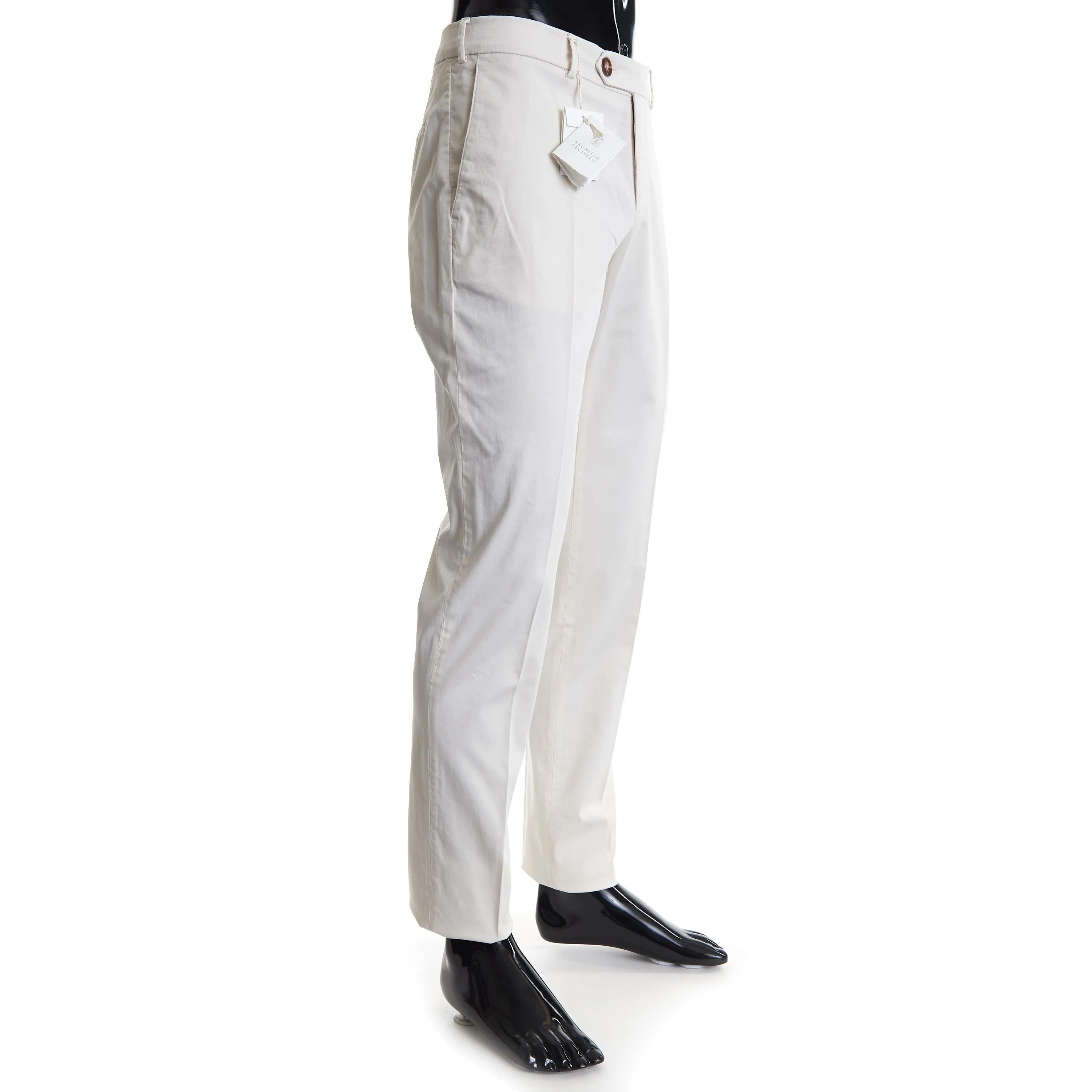 Off White Italian Fit Trousers / Pants - Pima Comfort Cotton Gabardine