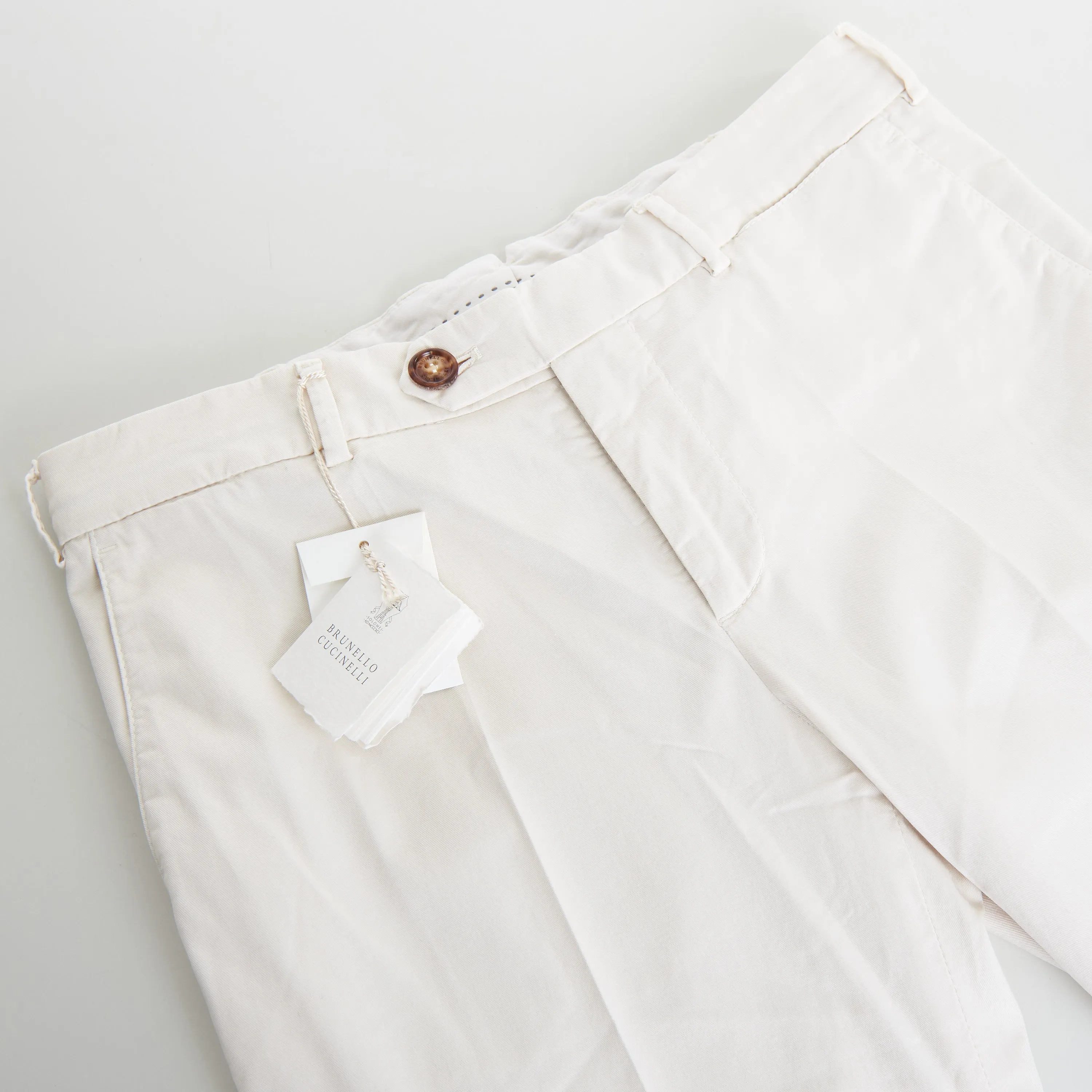 Off White Italian Fit Trousers / Pants - Pima Comfort Cotton Gabardine