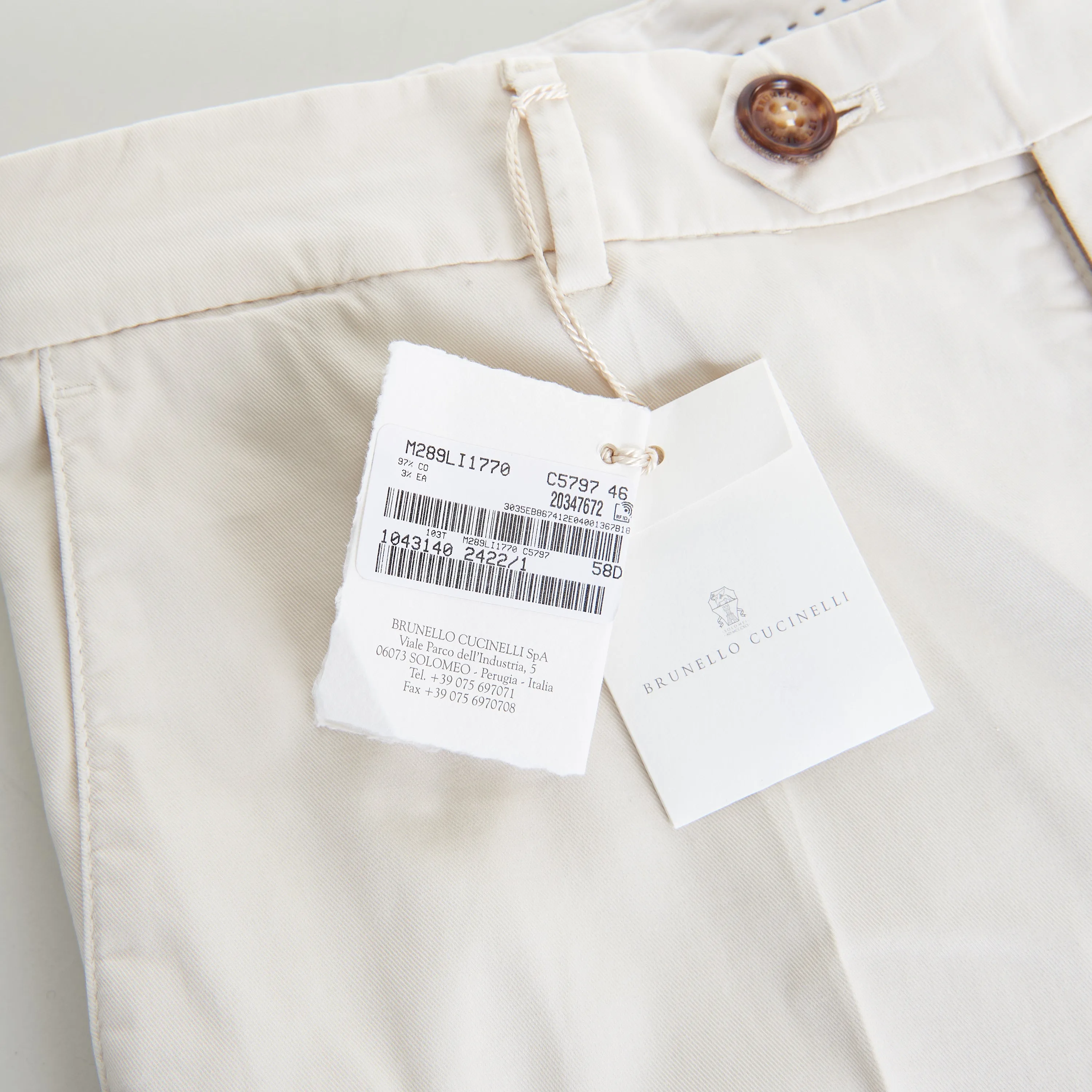 Off White Italian Fit Trousers / Pants - Pima Comfort Cotton Gabardine