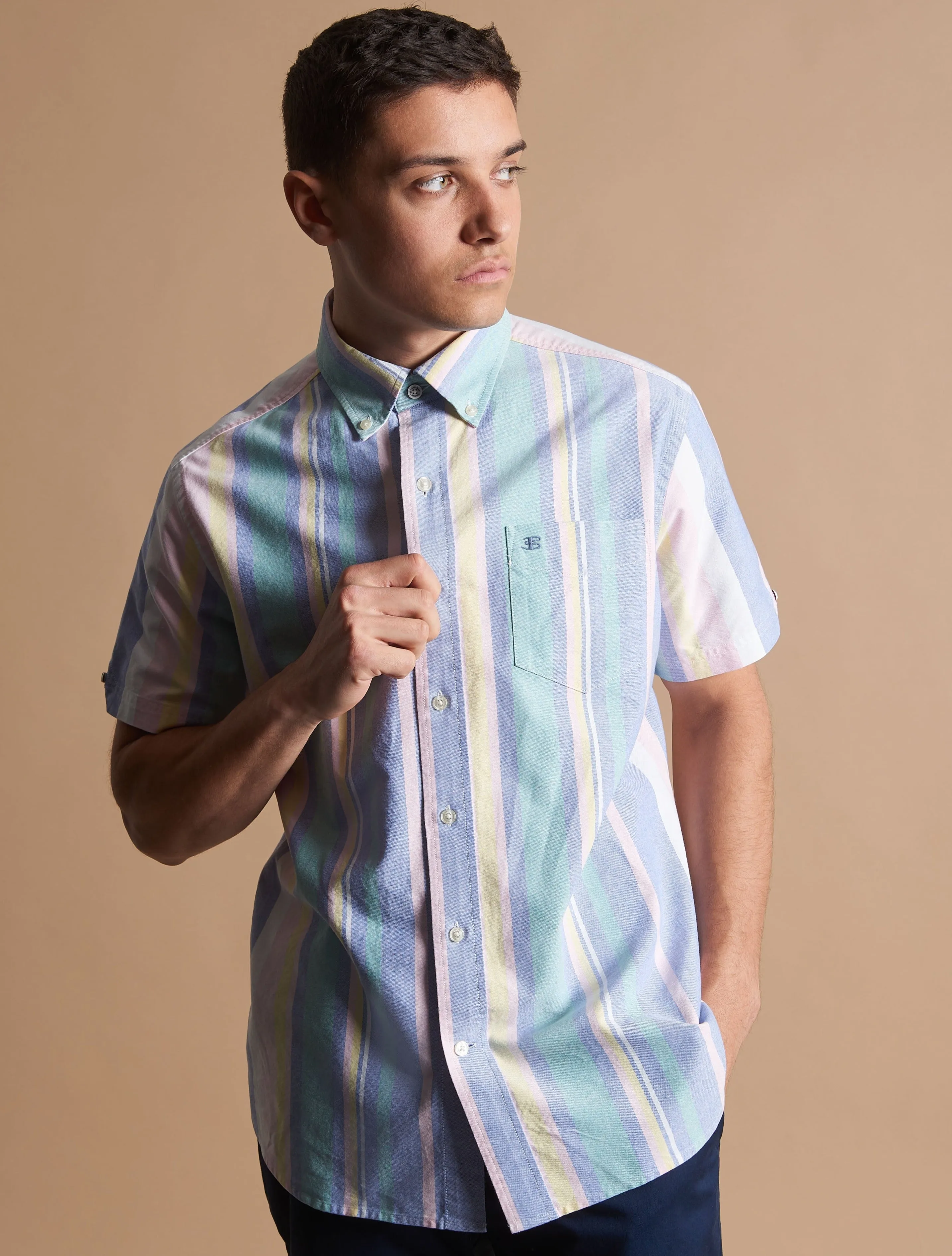 Short Sleeve Brighton Oxford Organic Stripe Shirt