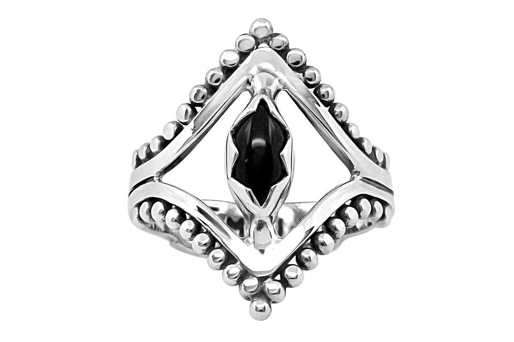 Silver Black Onyx Eye Ring