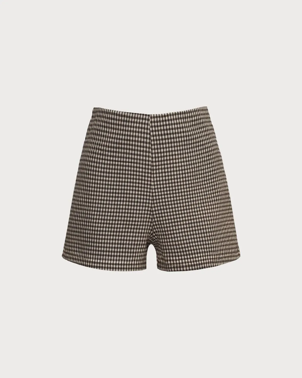 The Brown High Waisted Plaid Shorts