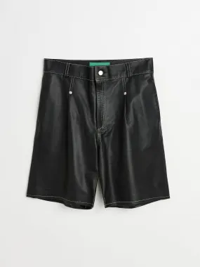 TRS BIEN everywear Leather Work Shorts Lambskin Black